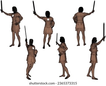 Vektorgrafik der Statuengestaltung der klassischen Figur des griechischen Römischen Helden