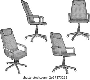 vector sketch illustration of swivel work chair design for office employee sitting