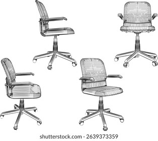 vector sketch illustration of swivel work chair design for office employee sitting