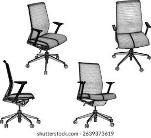 vector sketch illustration of swivel work chair design for office employee sitting 