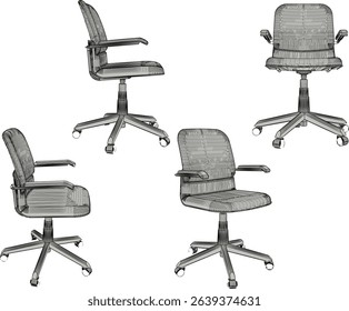 vector sketch illustration of swivel work chair design for office employee sitting 