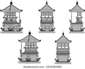 Vector sketch illustration of temple shrine place of worship design
