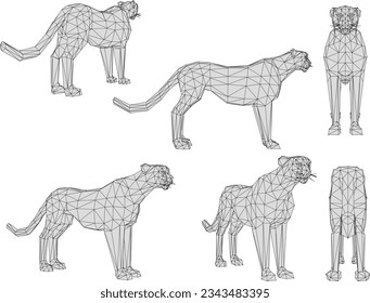 Vector sketch illustration of tiger puma attacking pose