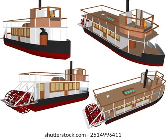 Ilustração de esboço vetorial de um projeto de barco turístico para apreciar a vista do rio