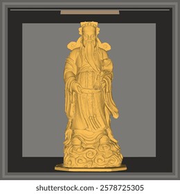 Vector sketch illustration of traditional chinese ethnic wisdom holy god statue decoration design