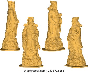 Vector sketch illustration of traditional chinese ethnic wisdom holy god statue decoration design