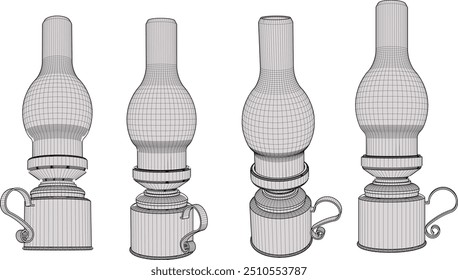 Ilustración de boceto de Vector del diseño tradicional de la lámpara de la linterna antigua clásica de la vendimia