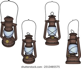 Vector sketch illustration of traditional ethnic vintage classic old lantern lamp design