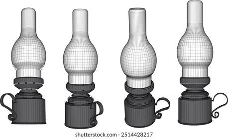 Ilustración de boceto de Vector del diseño tradicional de la lámpara de la linterna antigua clásica de la vendimia