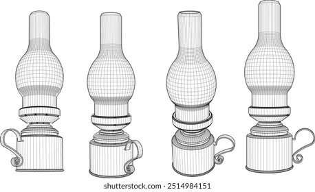 Ilustración de boceto de Vector del diseño tradicional de la lámpara de la linterna antigua clásica de la vendimia