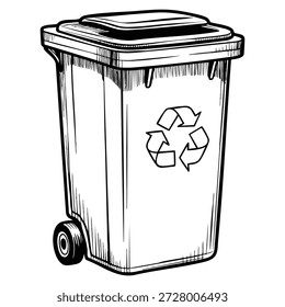 Vektorskizze Illustration von Müll in Mülltonnen sortierten Müll perfekt für Recycling Abfallsammlung Umweltbewusstsein und Bildung Design Themen