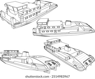 Ilustración de boceto de Vector de diseño de crucero de viaje para viaje turístico