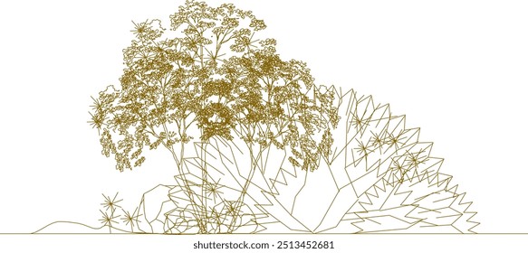 Vector sketch illustration of a tree bush plant design for a garden greening landscape