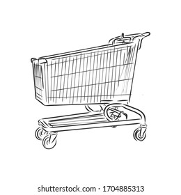 vector sketch illustration - trolley for shopping shopping cart, vector sketch illustration