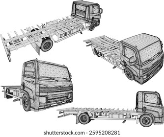 vector sketch illustration of a truck car vehicle design for goods transportation travel