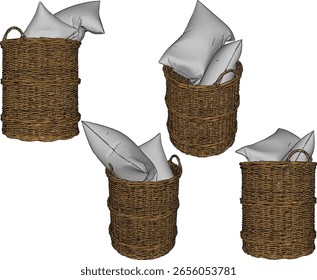 Vector sketch illustration of a unique classic vintage ethnic traditional rattan wood table design