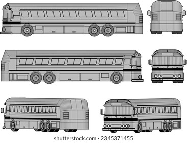 Vector sketch illustration of vintage classic old bus transport car design for transporting passengers