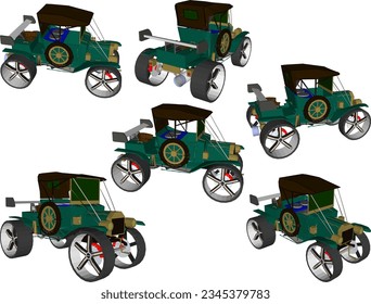 Vector sketch illustration of vintage classic old car design for the nobles of antiquity to drive