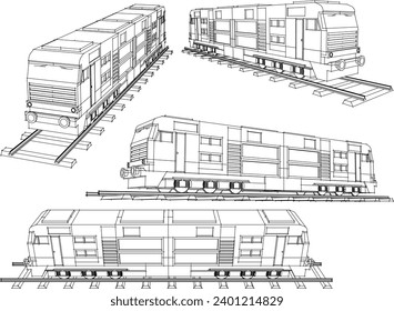 Vector sketch illustration of vintage classic old locomotive train transportation design