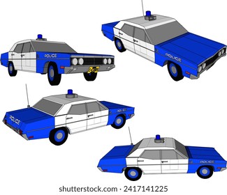 Vector sketch illustration of vintage classic police car design