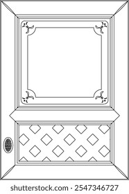 Vetor esboço ilustração de vintage clássico armário de madeira porta decoração design silhueta desenho