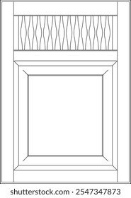 Vector sketch illustration of vintage classic wooden cabinet door interior furniture design silhouette drawing