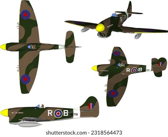 Vector sketch illustration of vintage old airplane flying in sea for battle