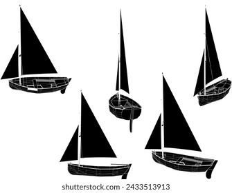 Vector sketch illustration of vintage old sailboat design