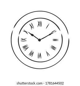 ilustración de esbozo vectorial. reloj de pared. reloj de pared, ilustración de esbozo vectorial