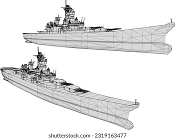 Vector sketch illustration of war carrier in sea full of weapons for battle