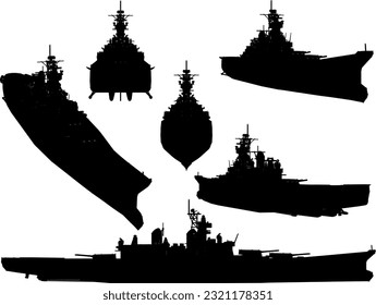 Vector sketch illustration of war carrier in sea full of weapons for battle