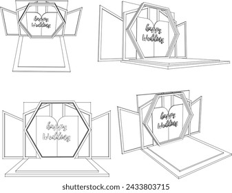 Ilustración del boceto del vector del diseño del fondo de la cabina de boda