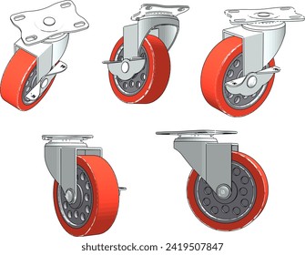 Vector sketch illustration of wheel design for home furniture
