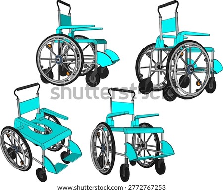 Vector sketch illustration of wheelchair design for disabled people who cannot walk