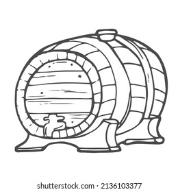 Vector Sketch Illustration Wooden Wine Barrel Stock Vector (Royalty ...