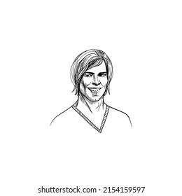 Vector sketch illustration of young man. 