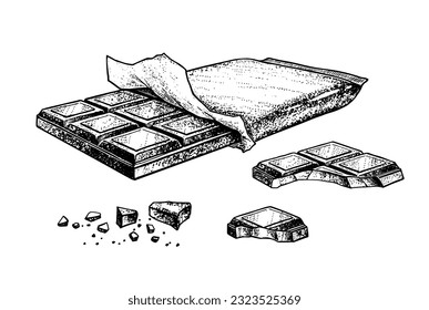 Vector sketch illustrations collection of Chocolate. Vintage style drawing.
