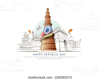 vector sketch of  indian monuments for india republic Day (26 January).
