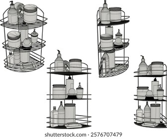 vector sketch of interior decoration design for shelves for soap and toiletries