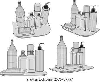 vector sketch of interior decoration design for shelves for soap and toiletries