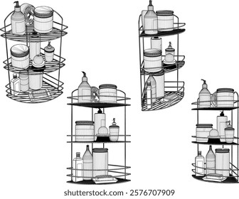 vector sketch of interior decoration design for shelves for soap and toiletries