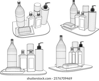 vector sketch of interior decoration design for shelves for soap and toiletries