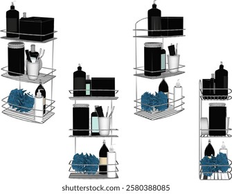 vector sketch of interior decoration design for shelves for soap and toiletries 