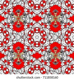 Vector sketch for invitations, cards, certificate, web page. White outline floral decor. Vector line art ornamental border for design template. White element on red background. Eastern style element.
