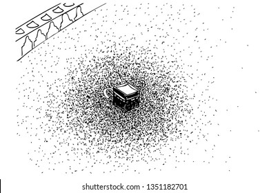 Vector sketch of Kaaba in Mecca United Arab Emirates 