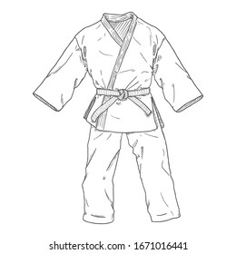 Vector Sketch Karate Kimono Illustration. Gi for Martial Arts.