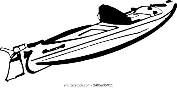 vector sketch of the kayak on the sea