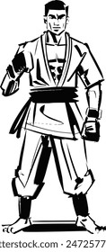 vector sketch of the kick boxing fighter