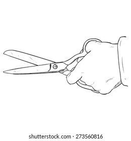 Vector sketch of kitchen scissors. Hand draw illustration.