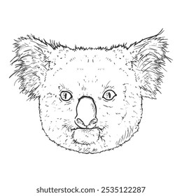 Vector boceto koalas cabeza dibujado a mano ilustración